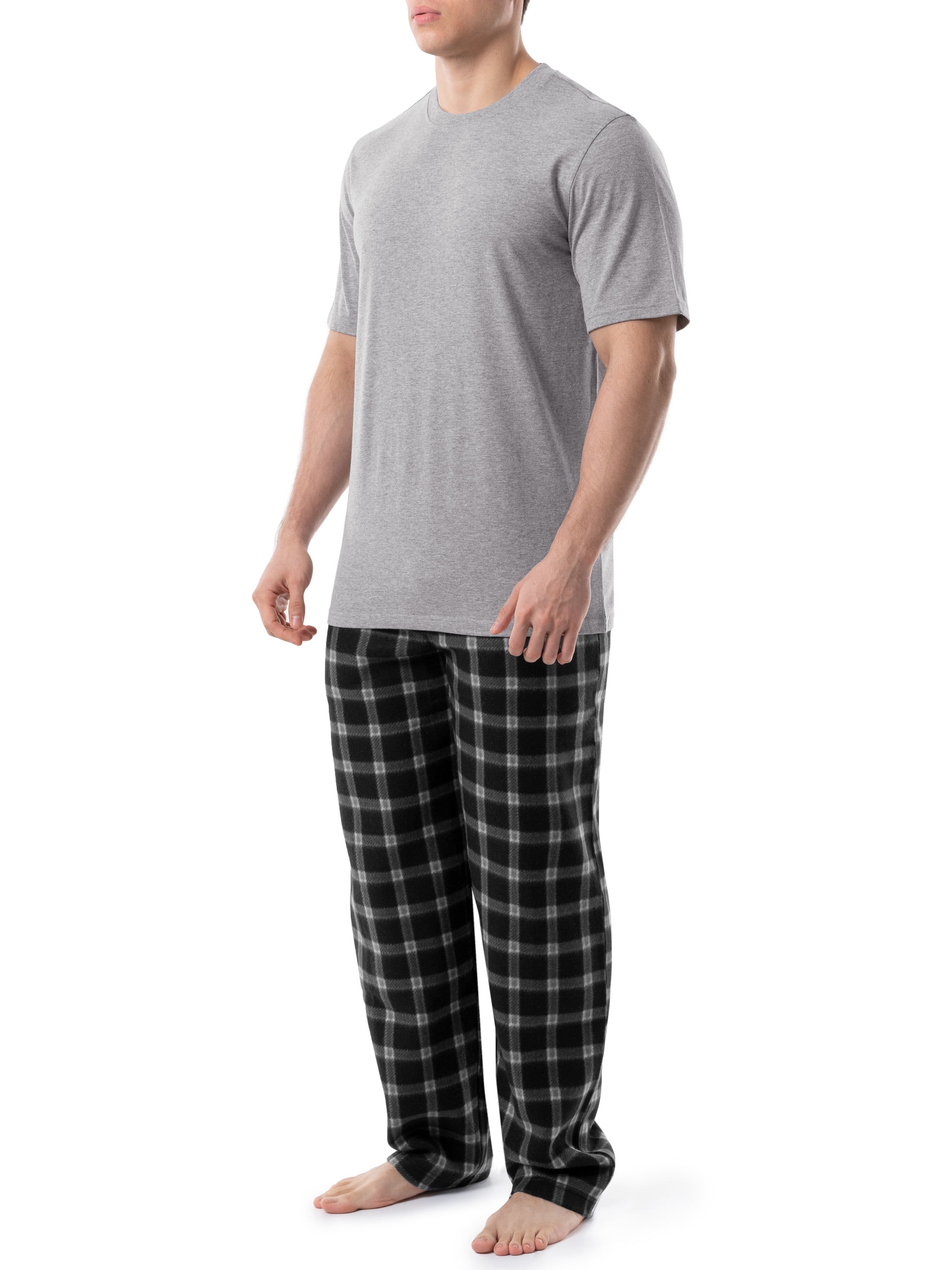 Fruit of the Loom Men's Crewneck Tee and Fleece Pajama Pants Set, 2-Piece, Sizes S-5XL