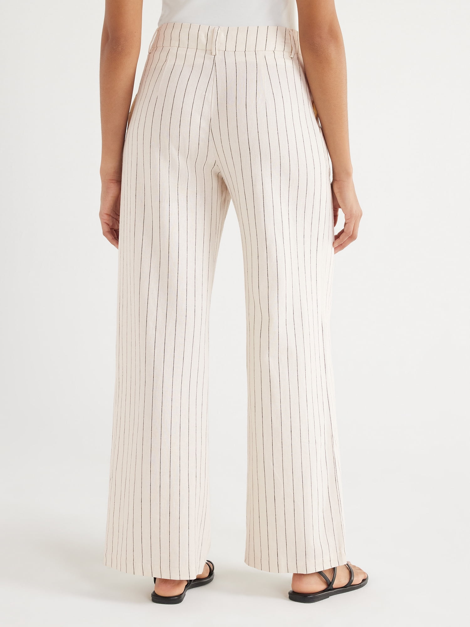 Scoop Women's and Women’s Plus Linen Blend Tailored Wide Leg Pants, Sizes 0-26W