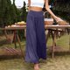 thumbnail image 3 of Pantalones de pierna ancha para mujer Moda Casual Cintura alta Cintura elástica Color sólido Volantes Pantalones largos Odeerbi  ODB-5, 3 of 5
