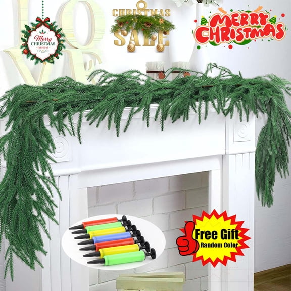 Yyuenw 9FT Real Touch Norfolk Pine Garland - Artificial Christmas Garland, Green Long Pine Garland for Holiday Window, Fireplace Mantel, Indoor and Outdoor Decor