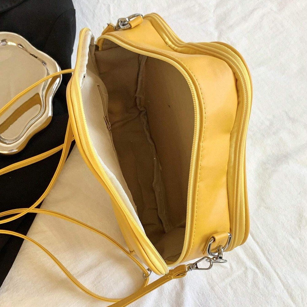 Yellow Star Backpack PU Leather Shoulder Bag Star Shape Tote Bag, Cute bag Y2K Spicy Travel Backpack Messenger Bag