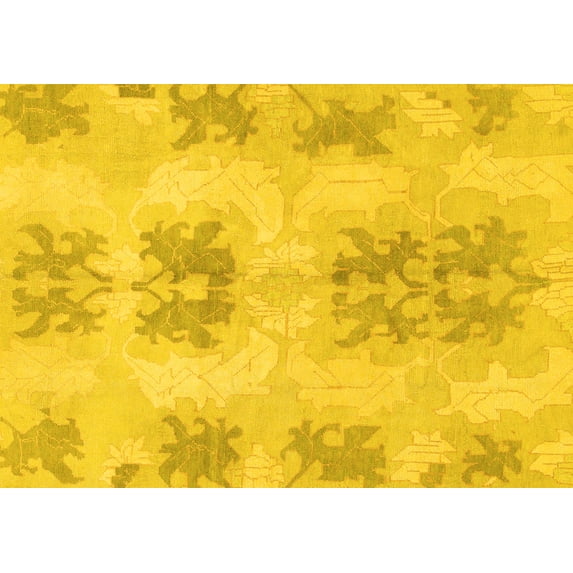 Ahgly Company Machine Washable Indoor Rectangle Abstract Yellow Modern Area Rugs, 6' x 9'