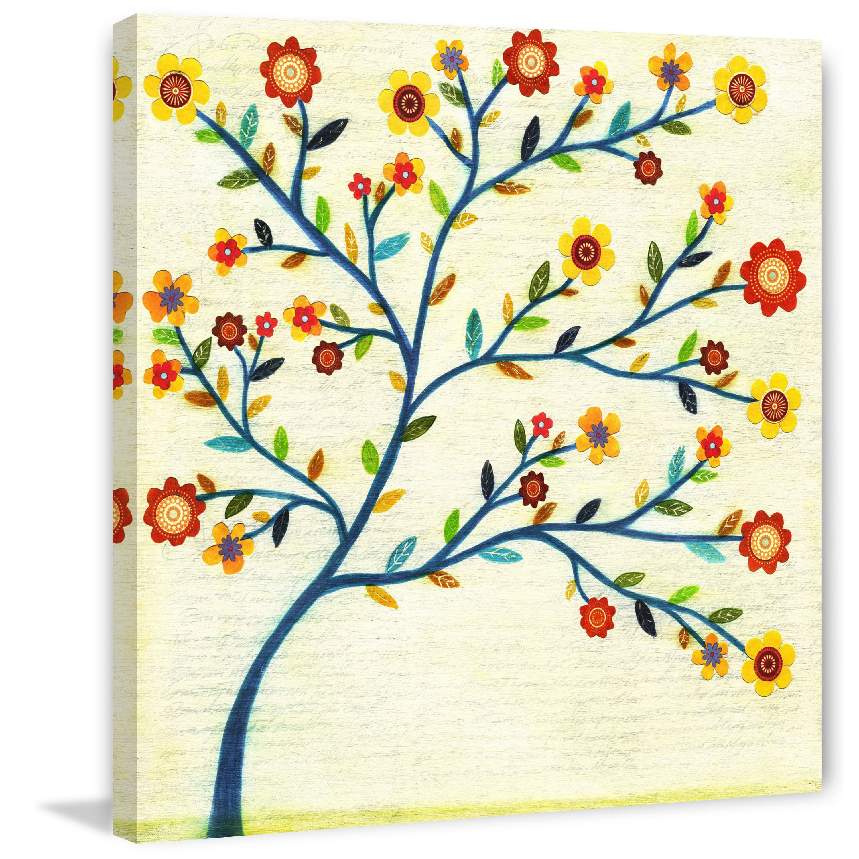 Marmont Hill "Indigo Tree" by Sascalia Painting Print on Wrapped Canvas