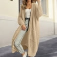 thumbnail image 2 of Ediodpoh Womens Oversized Long Cardigan Sweater Knit Open Front Coat Casual Loose Fall Winter Loungewear Outerwear Comfortable Soft Yarn Womens Cardigan Sweaters Khaki M, 2 of 4