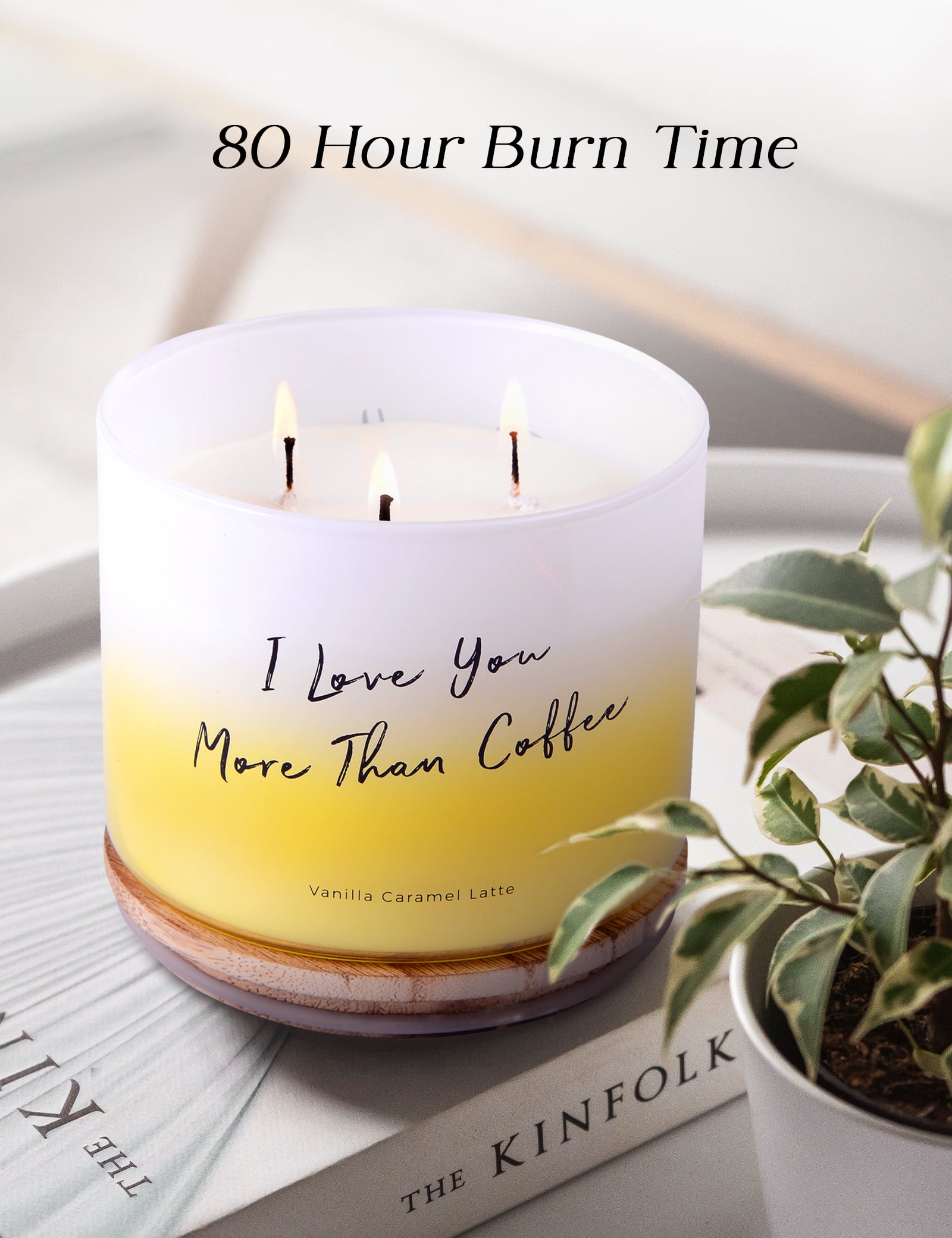 Vanilla Caramel Latte Coffee Candle 3 Wick Large Soy Scented Candles for Men and Women 15.8 Oz