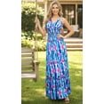 thumbnail image 5 of HAPPY BAY Women's Summer Boho Beach A-Line Maxi Smocked Evening Frill Dress Long Tube Dresses for Women S-M Blue, Hibiscus, 5 of 5