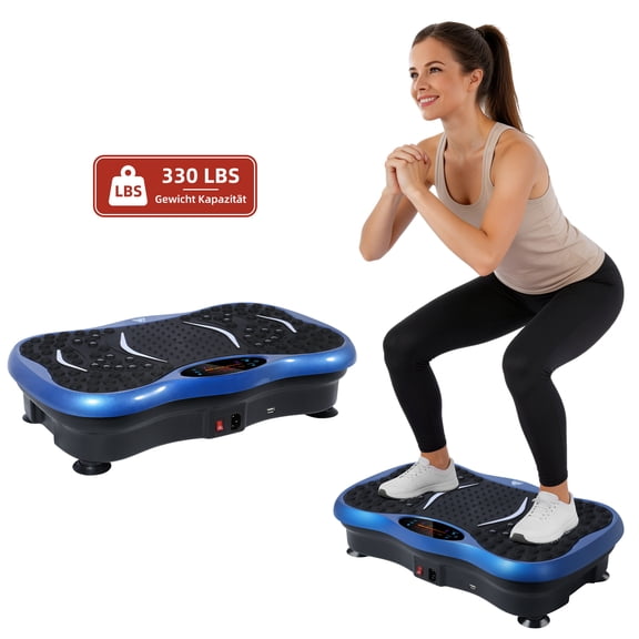 Vowella Vibration Plate Exercise Machine, Vibration Platform for Home Full Body Workout & Toning, 99 Speed Levels, 6 Modes with Bluetooth & LCD Monitor, 330 lbs Capacity, Blue