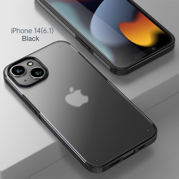 SaniMore for iPhone 14 6.1" 2022 Case, Wear-resistant Frosted PC Backplane & Shockproof Soft TPU Bumper Anti-fall Anti-scratch Thin Lightweight Cover for iPhone 14 6.1" 2022, Black