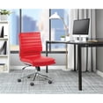 thumbnail image 2 of Fauteuil de Gestionnaire Sans Accoudoirs à Dossier Mi-Haut en Similicuir Rouge avec Base Chromée, 2 of 5