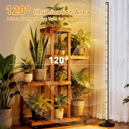 65 Inch Grow Lights for Indoor Plants,36W,660nm+3000K+6000K, 336 LEDs Full LED Standing Plant Lights with 2 Timers and 10 Level Dimming Detachable Plant Growing Lamps for Greenhouse