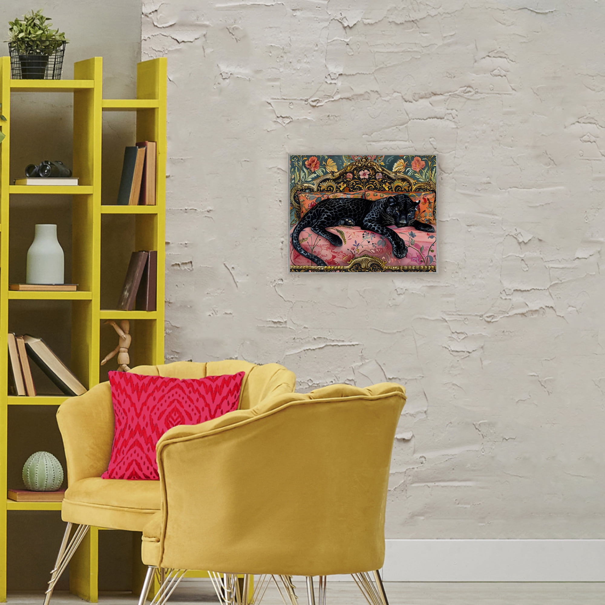 Stupell Industries Lazy Black Elegant Leopard Gray Framed Giclee Art, design by Creative Studio