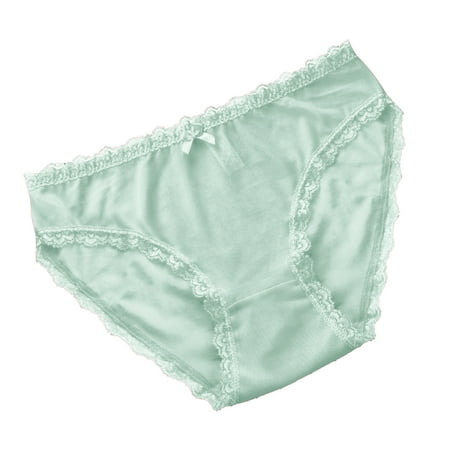 

BIZIZA Womens Briefs Low Rise Sexy Tanga Lace Lingerie Plus Size Panties Green L