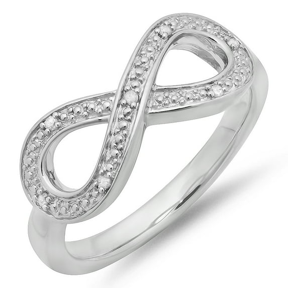 Dazzlingrock Collection 0.03 Carat (ctw) Sterling Silver Round White Diamond Ladies Swirl Infinity Love Promise Ring, Size 9