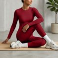 thumbnail image 6 of Women's 2 Piece Yoga Sets Quick-Dry Gym Workout Tracksuit High Waist Running Leggings & Long Sleeve Top Outfits Wine S, 6 of 6