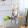 thumbnail image 3 of Easter Straw Bunny Figurine, Straw Rabbit on Carrot Swing, Bunny Statue Hanging Ornament for Easter Holiday Home Decor B, 3 of 5
