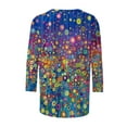 thumbnail image 5 of CYMMPU Floral Printed 3/4 Sleeve Tunic Tops Crew Neck Loose Fit Blouses for Women Dressy Casual Fall Fashion Shirts Spring Tops Lightweight Basic T-Shirts Blue M, 5 of 5