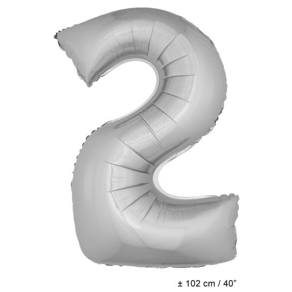 Funny Fashion Number 2 Solid Helium Quality Metallic Silver 40" Graduation Number Foil Jumbo Shape Balloon