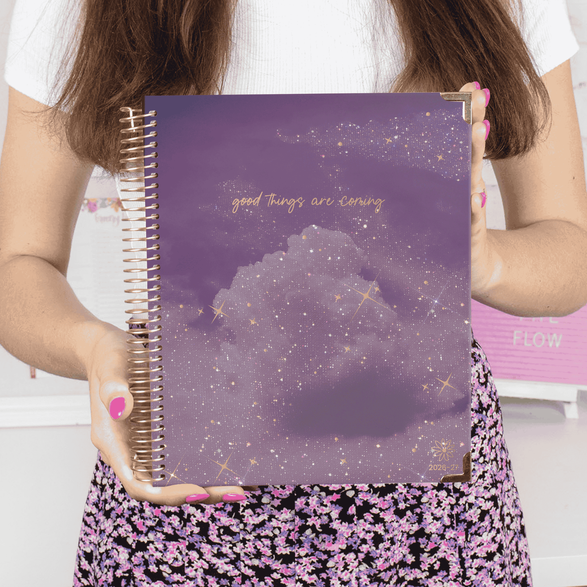 bloom daily planners 2026-2027 Academic Goal & Vision Planner, 13-Month Monthly & Weekly Hard Cover, 7.5" x 9", Good Things Are Coming