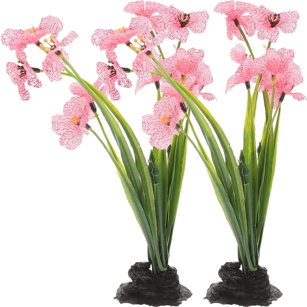 2 piezas de plantas decorativas para pecera, delicadas plantas artificiales para acuario de escritorio, accesorio para acuario
