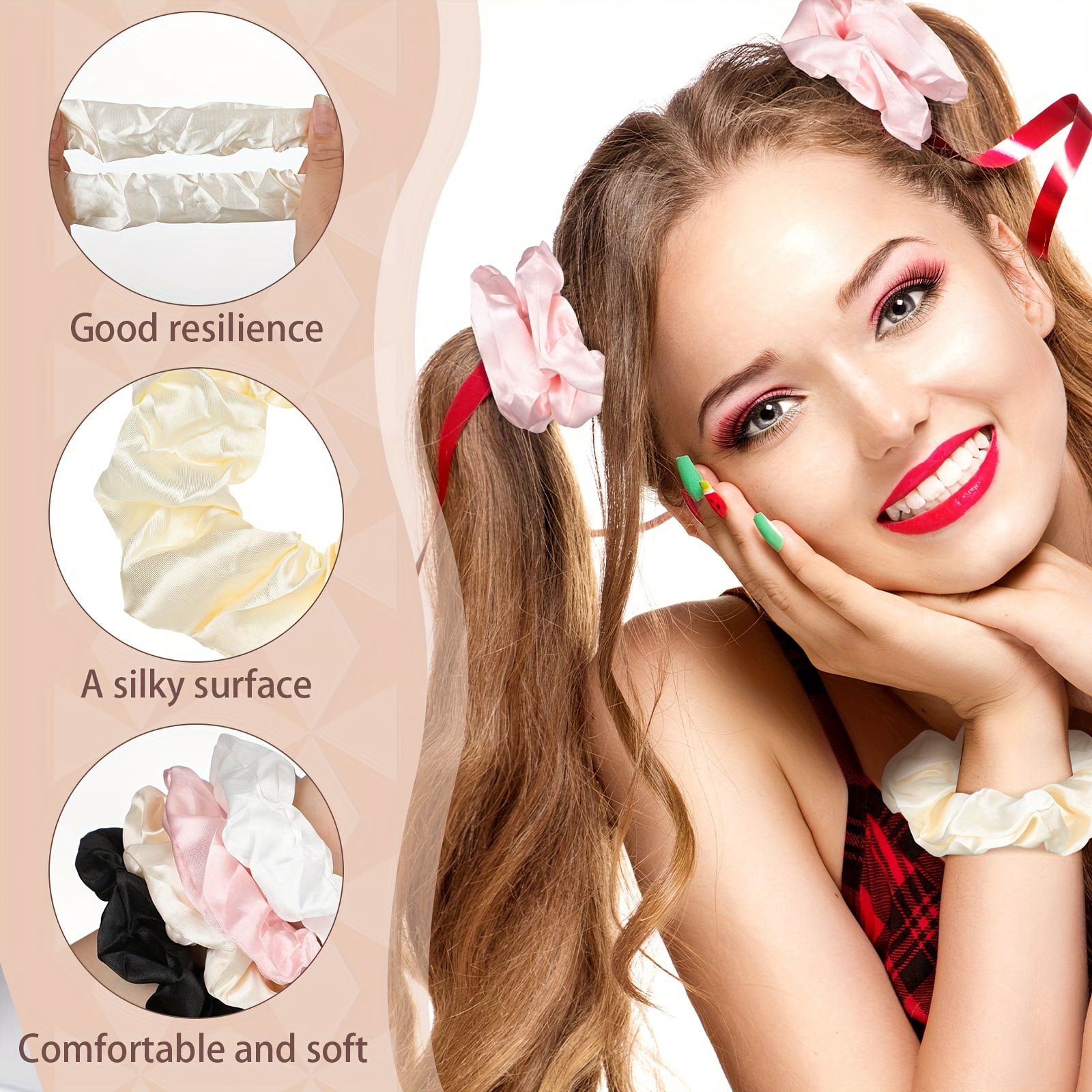 120 Pcs Satin Scrunchies Bulk, Silk Like Hair Ties for Women, 3.94" Soft Elastic Ponytail Holders in 4 Colors, Gentle Hair Bands for Daily Styling Accessories and Gift Giving