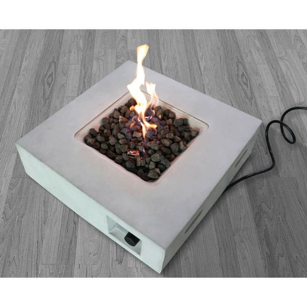 Spaco Fiber Reinforced Concrete Propane Gas Fire Pit Table, Concrete Propane for Outdoor as Patio, Deck, Backyard, Gray
