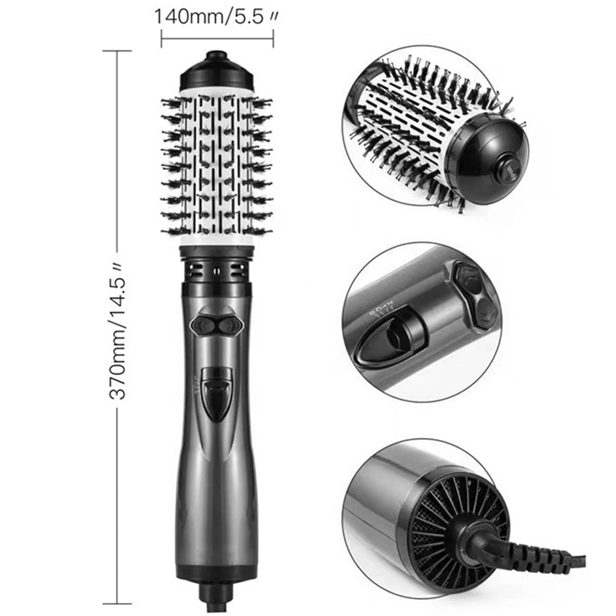 Yiliangx 3 In 1 Hot Air Styler And Rotating Hair Dryer Multifunction Electric Hair Styler Comb,(Grey)