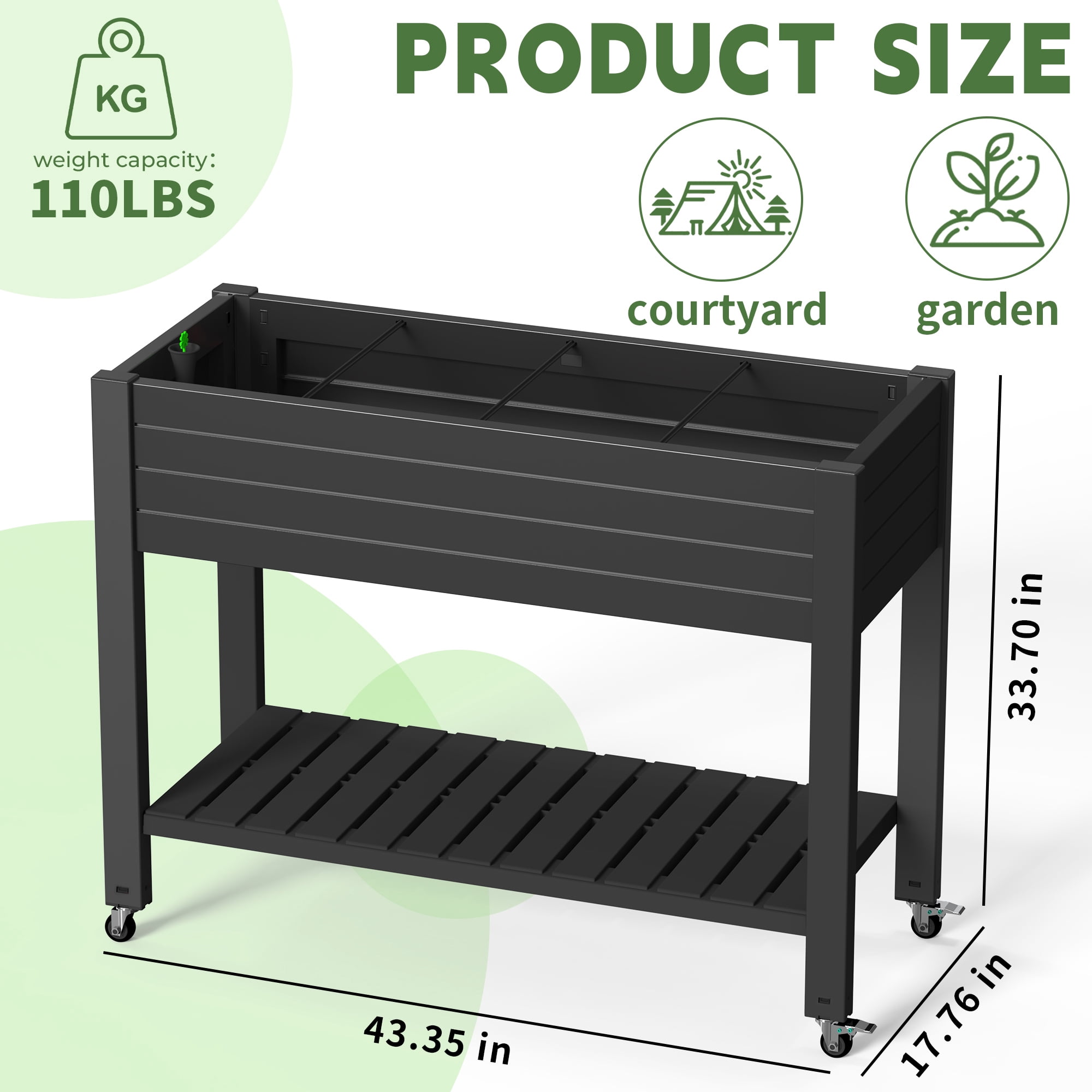 Fazzn 21‑Gallon Raised Garden Bed – Elevated Outdoor Planter Box with Self‑Watering Reservoir, Water Gauge & Drainage System, Perfect for Herbs & Vegetables, Black/White/Brown