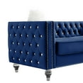 thumbnail image 5 of 2 Seater Velvet Crystal Buckle Uphostered Sofa with 2 Plush Pillows, Modern Living Room Couch with Removable Cushion and Crystal Feet, Navy Blue, 5 of 7