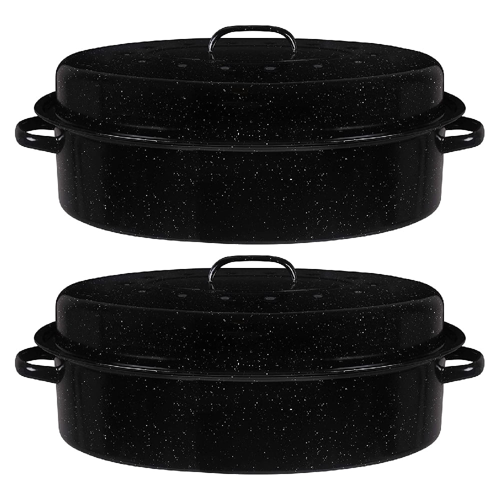 Kitchen & Dining Pots & Pans Vintage Black Speckled Graniteware 16 12 x 12 14 Oval Enamel Ware