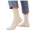 thumbnail image 3 of MKOSPLRT Women’s Thickened Fleece Mid‑Calf Socks Beige Soft Coral Velvet Warm Cozy Sleeping Socks Home Floor Socks for Cold Winter Indoor Lounging Daily Wear, 3 of 8