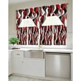 thumbnail image 4 of Red Stripe Kitchen Curtains Swag Valance and Tier Curtains Set 36 Inch Length, Grey White Ombre Geometric Modern Abstract Rod Pocket Drape Panels Pair Swag Curtains for Bathroom/Cafe/Window, 4 of 6