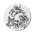 thumbnail image 1 of Octopus Mouse Pad for Computers, Nautical Theme Anchor and Octopus with Long Tentacles Sketch Style Sea Creature, Round Non-Slip Thick Rubber Modern Mousepad, 8" Round, Black White, by Ambesonne, 1 of 2