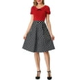 thumbnail image 2 of INSPIRE CHIC Womens Bow Neck Solid Short Sleeve Peter Pan Collar Blouse Casual Summer Top M Red, 2 of 7