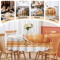 thumbnail image 5 of Round Tablecloth Boho Pumpkins Fall Thanksgiving Waterproof Oil Proof Polyester Table Cloth Cover Decor for Home Dining Outdoor,Patio,Parties, 54" Dia. Orange Stripe White, 5 of 9