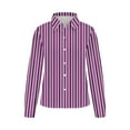 thumbnail image 5 of ShomPort Womens Button Down Shirts Striped Classic Long Sleeve Collared Office Work Blouses Tops (Purple 11), 5 of 5