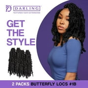 Darling Butterfly Locs Crochet Hair 2X Pack, 12 inch, #1B, Adult, Female