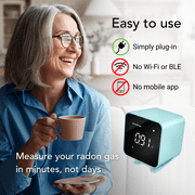 Ecosense EcoBlu EB100 Digital Radon Detector, Fast & Accurate, Short-Term & Long-Term Monitoring, Full-Size LED Screen (Blue)