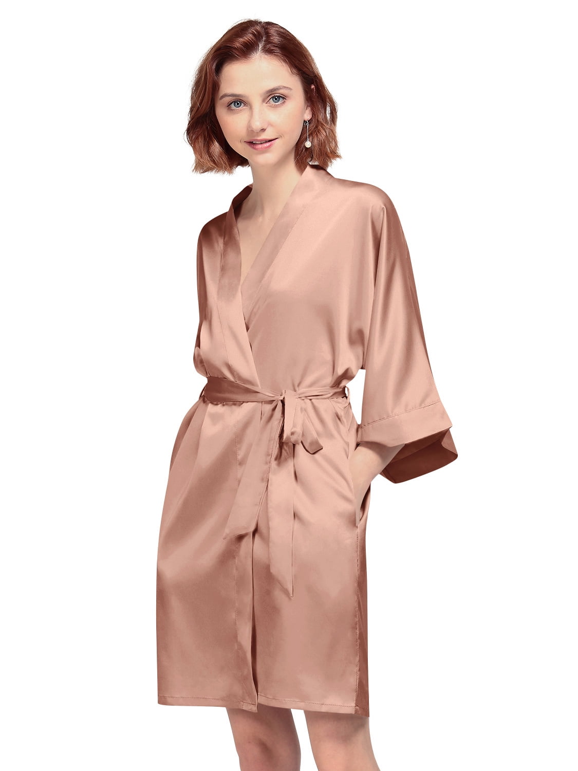 rose gold silk dressing gown