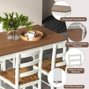 Costway 5-Piece Dining Set Solid Wood Kitchen Furniture with Rectangular Table & 4 Chairs