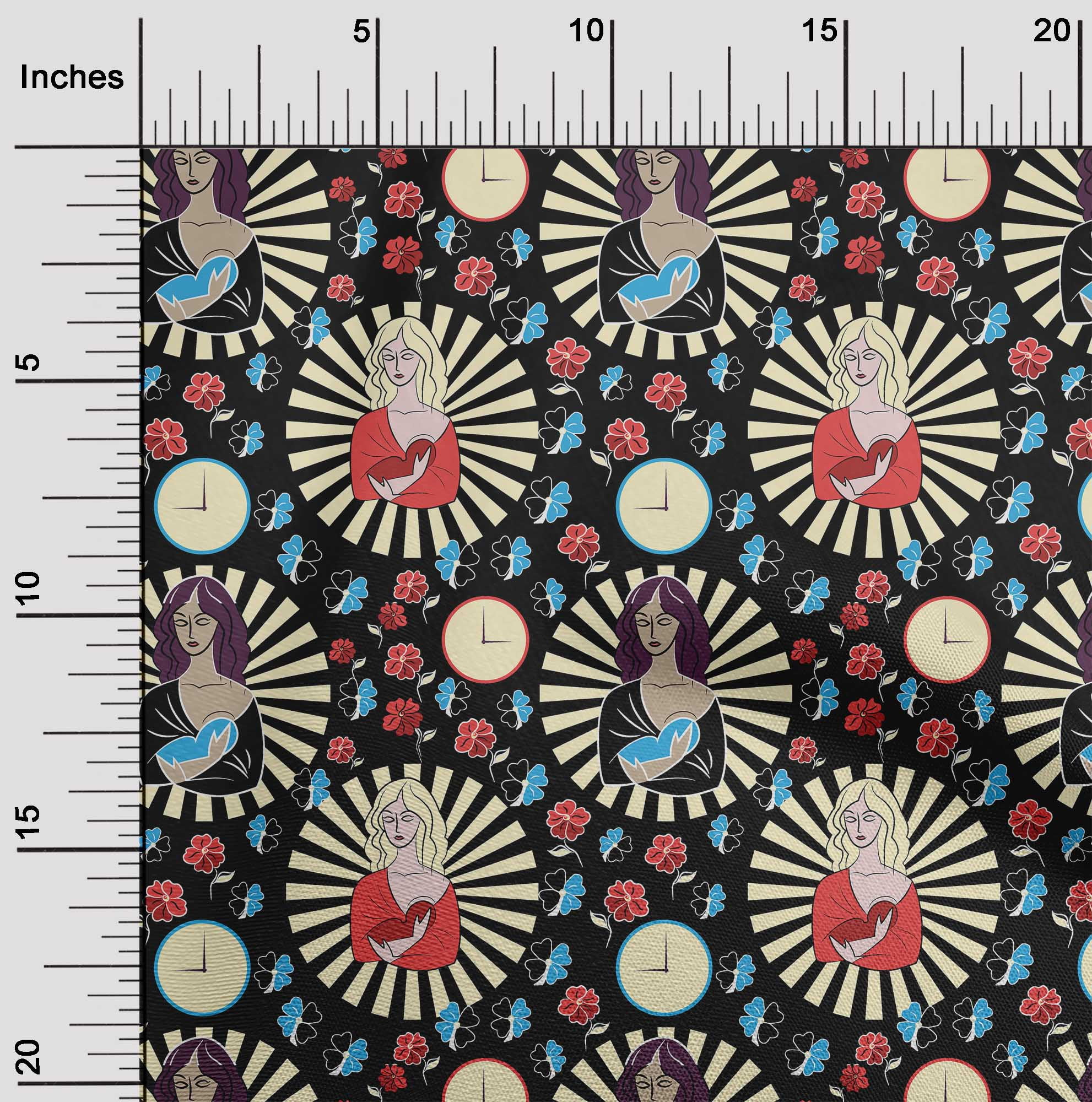 oneOone Polyester Spandex Black Fabric Christmas Jesus Birth Dress Material Fabric Print Fabric By The Yard 56 Inch Wide