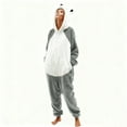 thumbnail image 2 of Unisex Onesie Adult Sleepwear Loose Funny Hooded Outfit Plush Winter Warm Pajamas with Pocket Gray L, 2 of 7