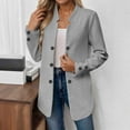 thumbnail image 2 of Women Jacket Double Long Sleeve Notched Collar Blazer Loose Fit Outwears Gray, 2 of 6