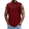 thumbnail image 5 of LIBRCLO Sleeveless Polo Shirts for Men, Classic Solid Color Tank Tops Work Casual Golf Summer Tank Tops Wine 4XL, 5 of 6