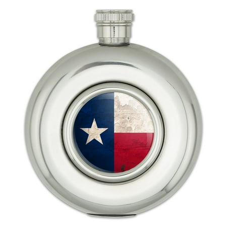 

Rustic Texas State Flag Distressed USA Round Stainless Steel 5oz Hip Drink Flask