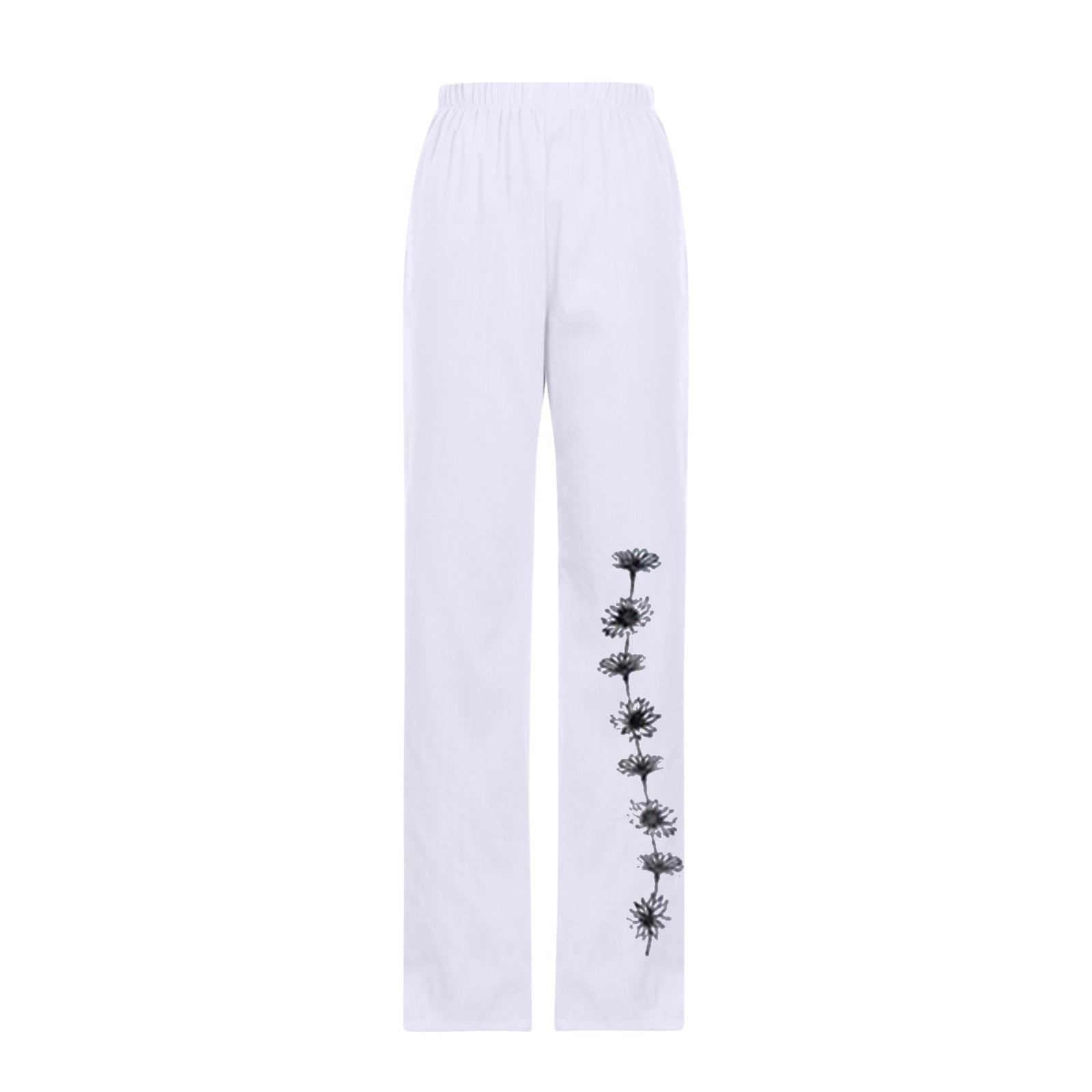 VIENG PING Women's Elephant Print Pants - Boho Palazzo Slit-Leg Rayon Trousers, Hippie Flowy & Comfy