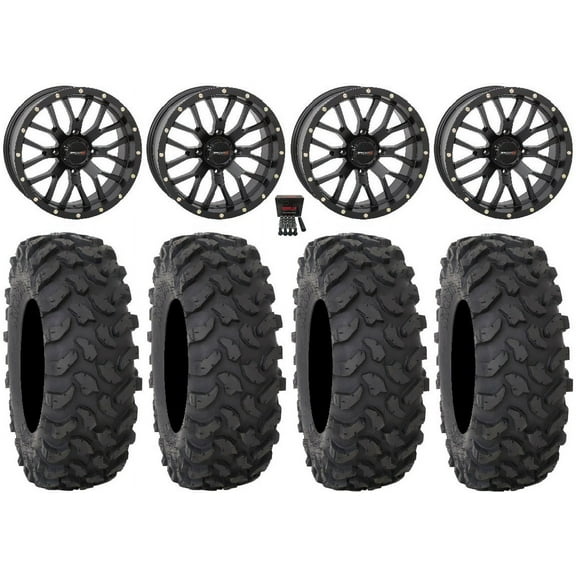 System 3 ST-3 18" Wheels Black 37" XTR370 Tires Can-Am Maverick X3 / Honda Pioneer 1000 / Talon