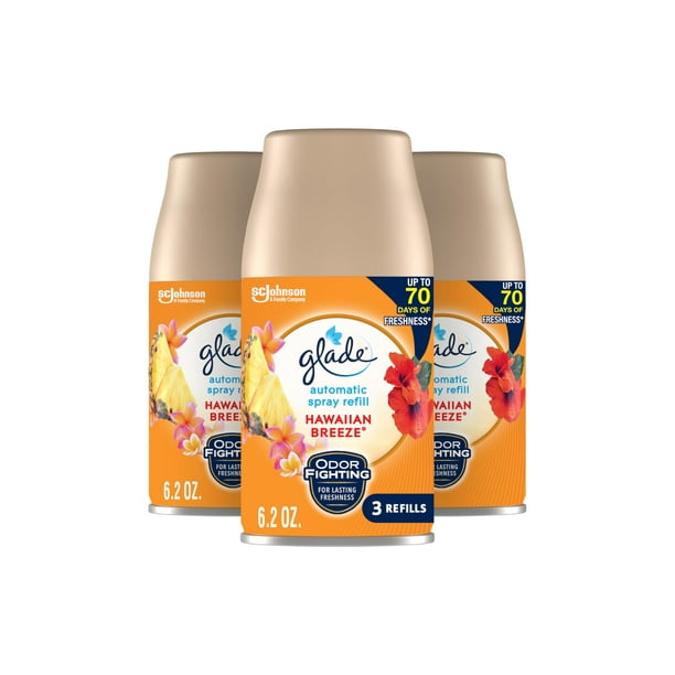 Aerosol automático Glade de repuesto para ambientador hawaiano, 180 ml x 3