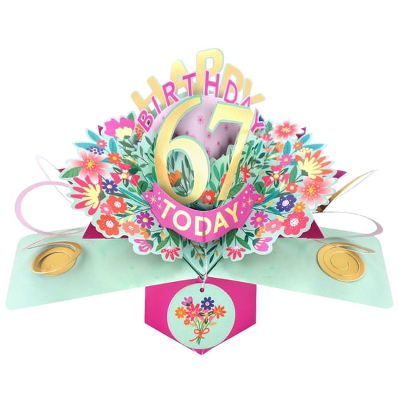 Happy 67th Birthday 67 Today Pop-Up Greeting Card Love Kate's Pop Up Cards Her