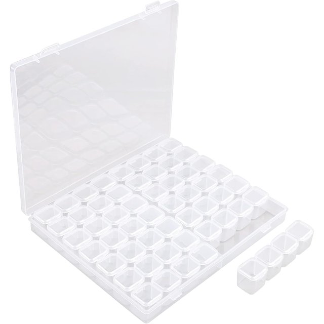 Segbeauty 56 Grids Clear Organizer Box, Gem Jewelry Plastic Storage Container with Dividers, Bead Organizer Earrings Storage Box Seeds Craft Organizer Screw Tool Boxes for Small Parts