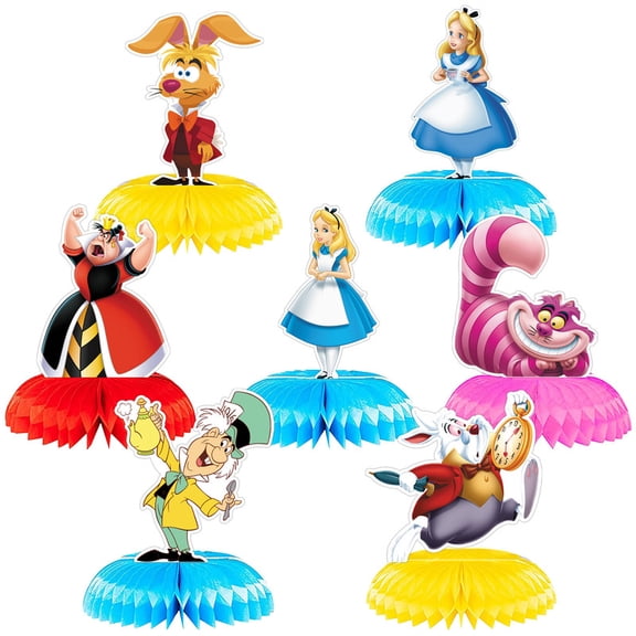Alice in Wonderland Honeycomb Centerpieces Table Toppers Decorations for Birthday Party Decor Supplies Photo Props